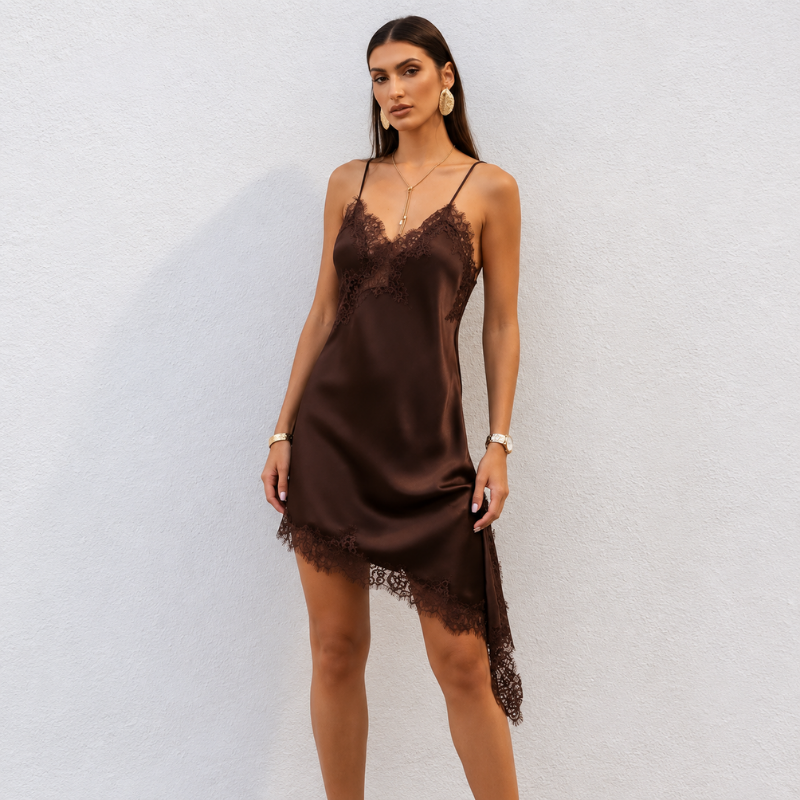 Brown Satin Dress