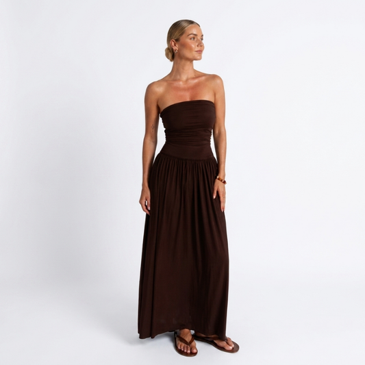 Brown Strapless Dress