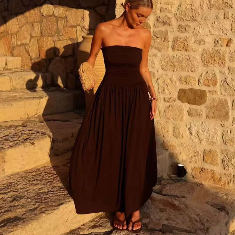 Brown Strapless Dress