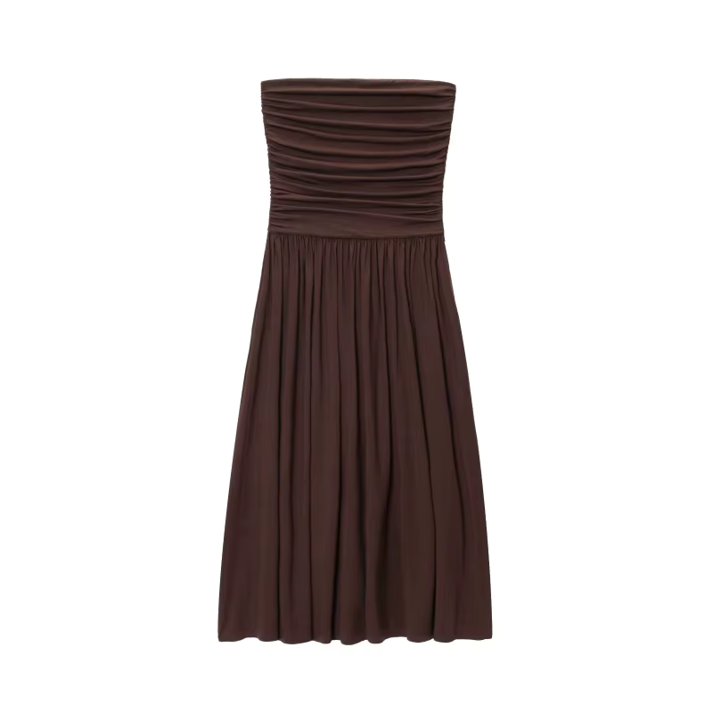 Brown Strapless Dress