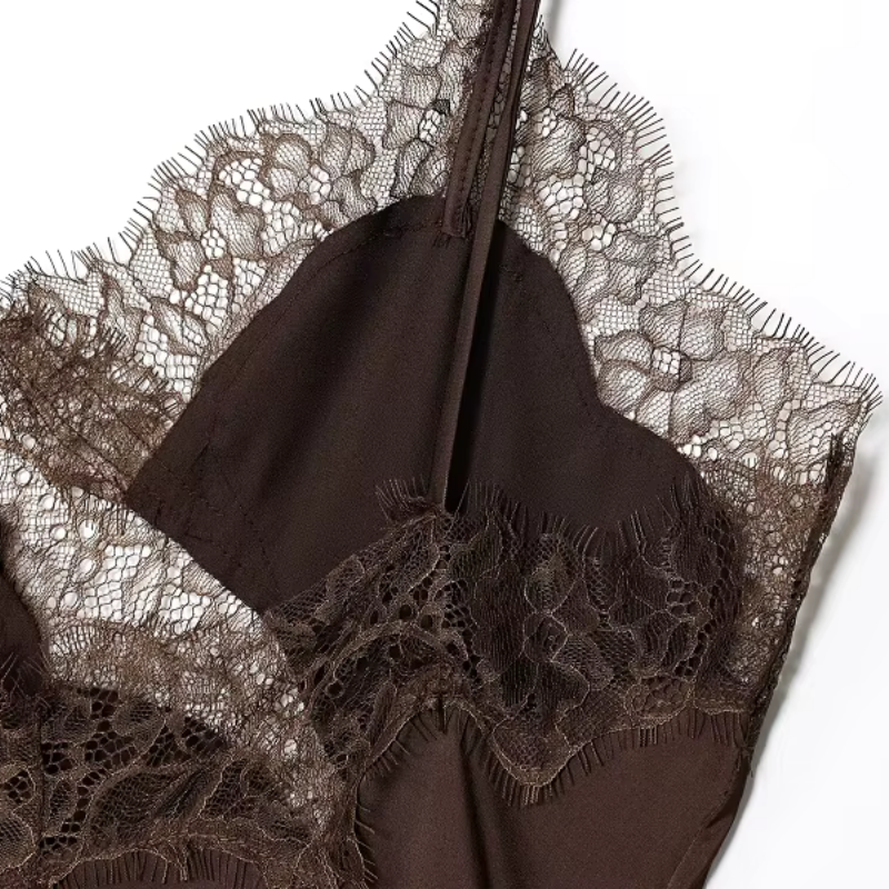 Brown Satin Dress