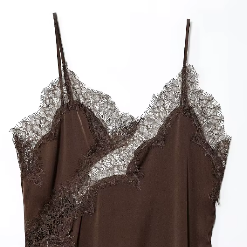 Brown Satin Dress