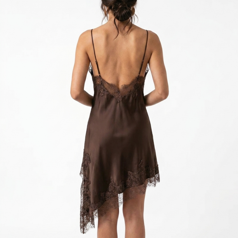Brown Satin Dress